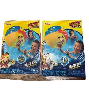Disney Junior 13.5in Mickey Roadster Racers Beach Ball Kids Pool Toy Lot of 2